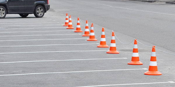 car, parking lot, construction