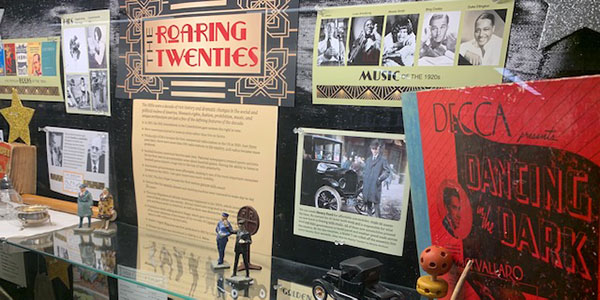 lobby display case, roaring twenties