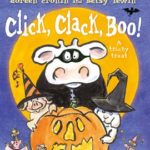 Click, Clack, Boo! COw and Pig in costumes in front of full yellow moon