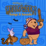 Halloween Songs & Sounds, Piglet in a Tigger costume holding a pumpkin, Pooh in a pirate costume