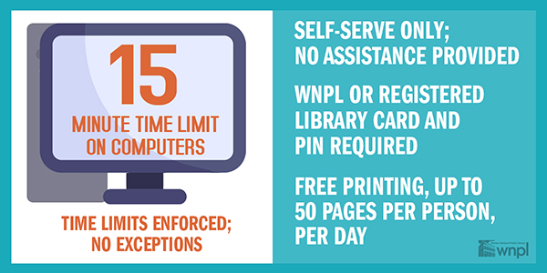 computer use, 15 minute limit, no assistance, self serve