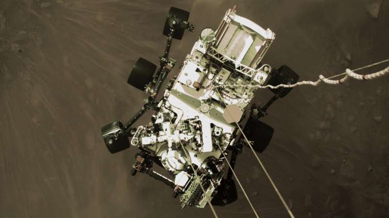 Perseverance Rover landing on Mars top view