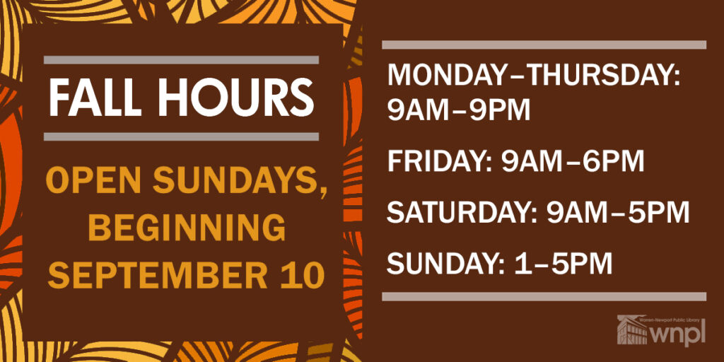 Fall Hours, Open Sundays Beginning September 10