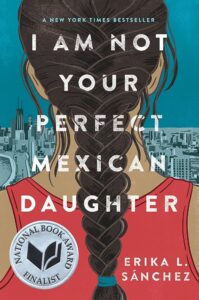 Back of girls head with braid and pink tank top. I Am Not Your Perfect Mexican Daughter book cover.