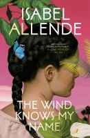 The Wind Knows My Name by Isabel Allende Book Cover. Pink background with portrait of woman turned away.