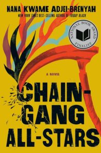 Chain-Gang All- Stars book cover. Yellow background with scythe striking