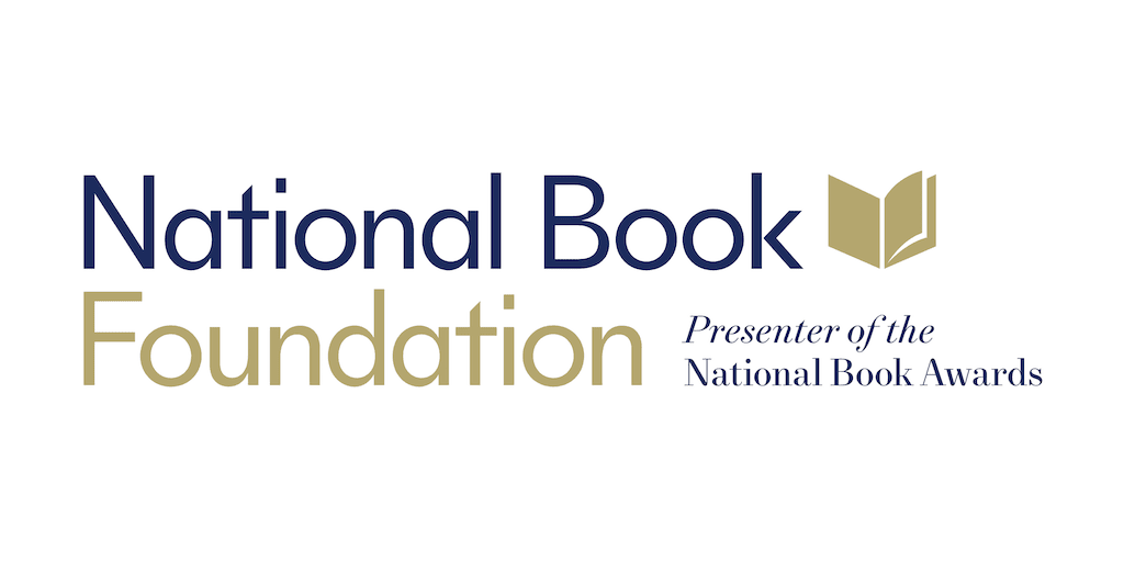 National Book Foundation Logo. Navy Blue and Gold font