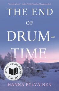 The End of Drum-Time cover. Lilac winter landscape background