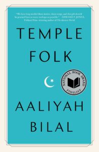 Temple Folk book cover teal blue with moon and star in center
