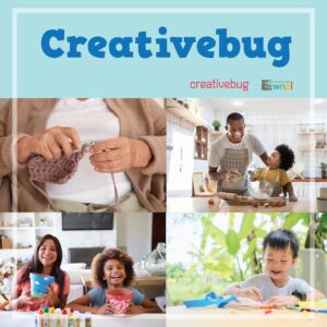 knitting in hands, baking parent and child, smiling children with crafts, creative bug ad