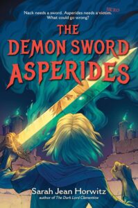 White haired child holding a sword of blue flames