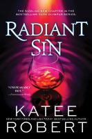 Glass wine cup in center frame with red and purple background effect. Book cover for Radiant Sin.