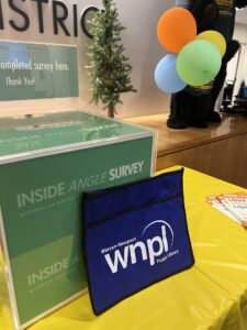 survey box with blue bag gift