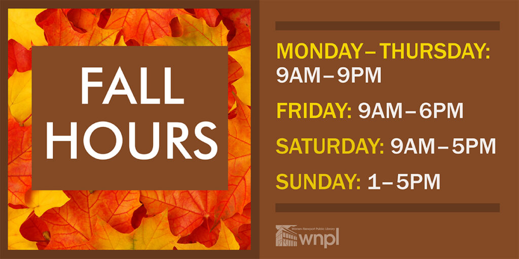 Fall Hours return Sunday, September 8. Pile of leaves for the background.