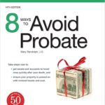 Book cover 8 ways to avoid probate. Asquare gift tied with a red ribbon of cash.