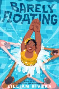 Dark-skinned girl in yellow swimsuit diving into a pool