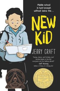 A Cartoon boy wearing a backpack scribbles in a notebook with a pencil.