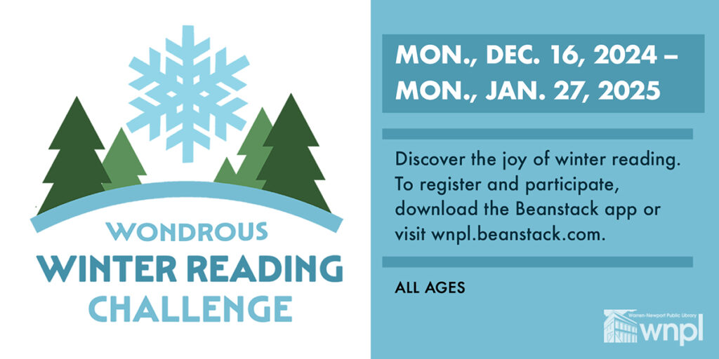 Winter Reading Challenge. Trees and snowflake icon.