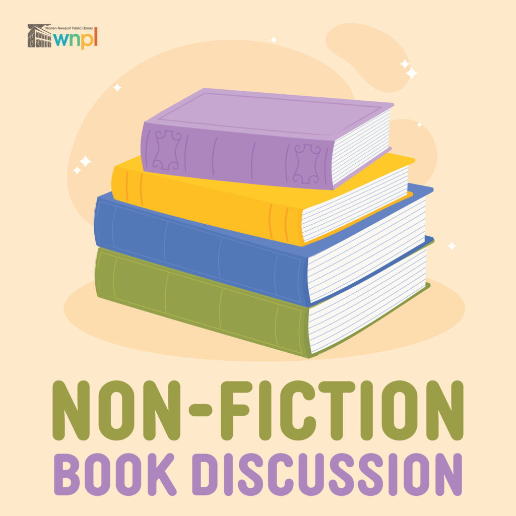 Nonfiction Book Discussion. Stack of books.