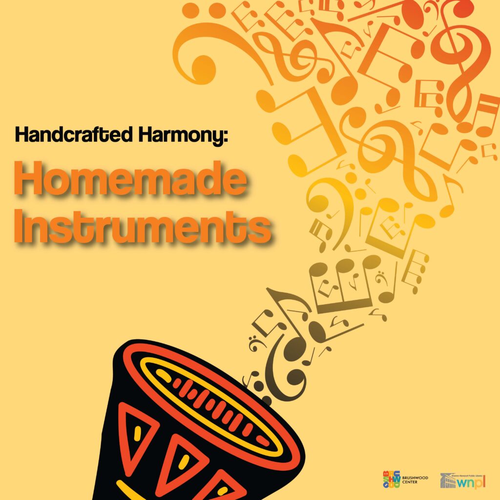 Handcrafted Harmony. Instrument with music notes flowing out of top