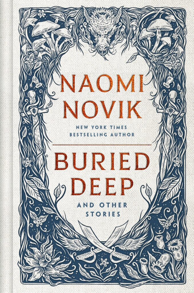 Book cover for Buried Deep & Other Stories. An abstract skeletal figure in the center