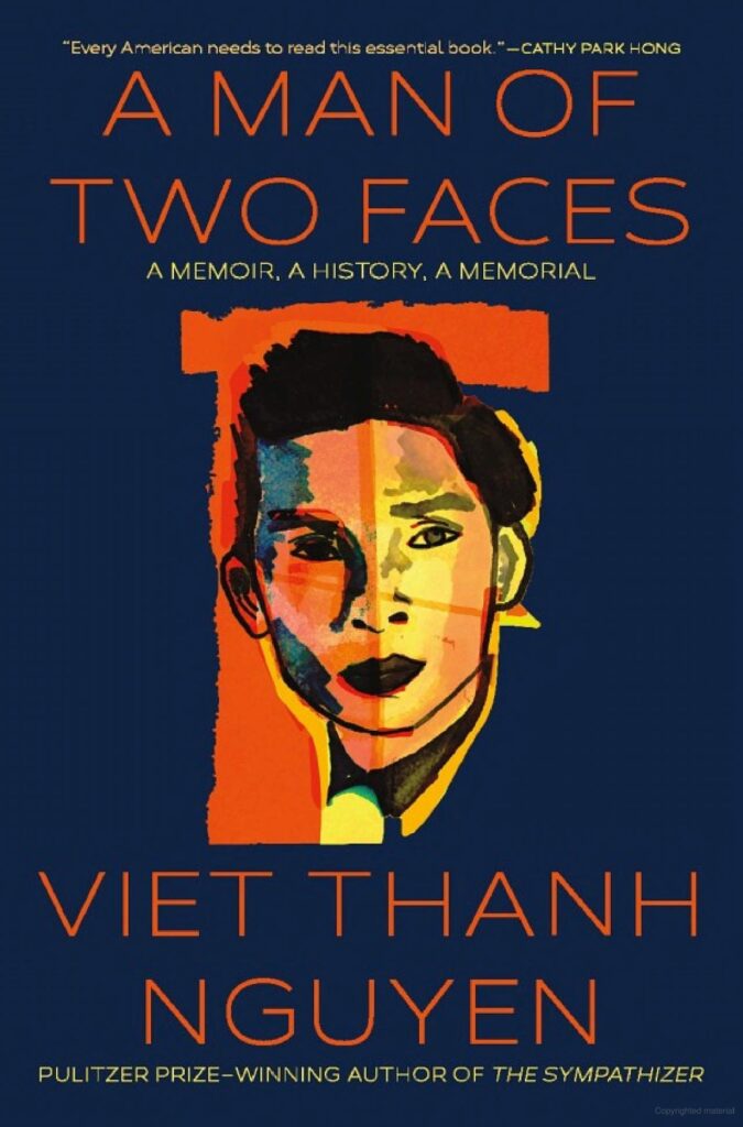 A blue cover with an abstractly drawn self portrait of the author.  