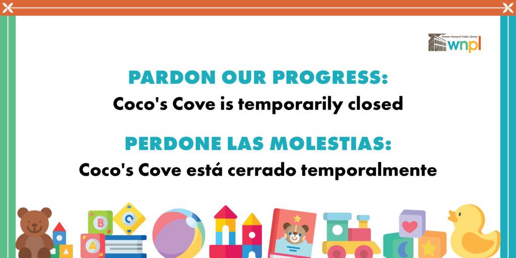 Coco's Cove closed. Icons of different children's toys.