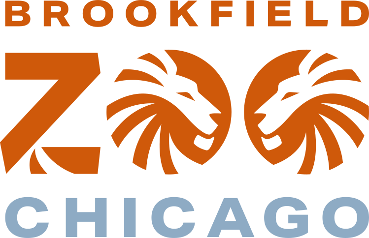 Brookfield Zoo Chicago logo. The two O's in Zoo have lion heads.