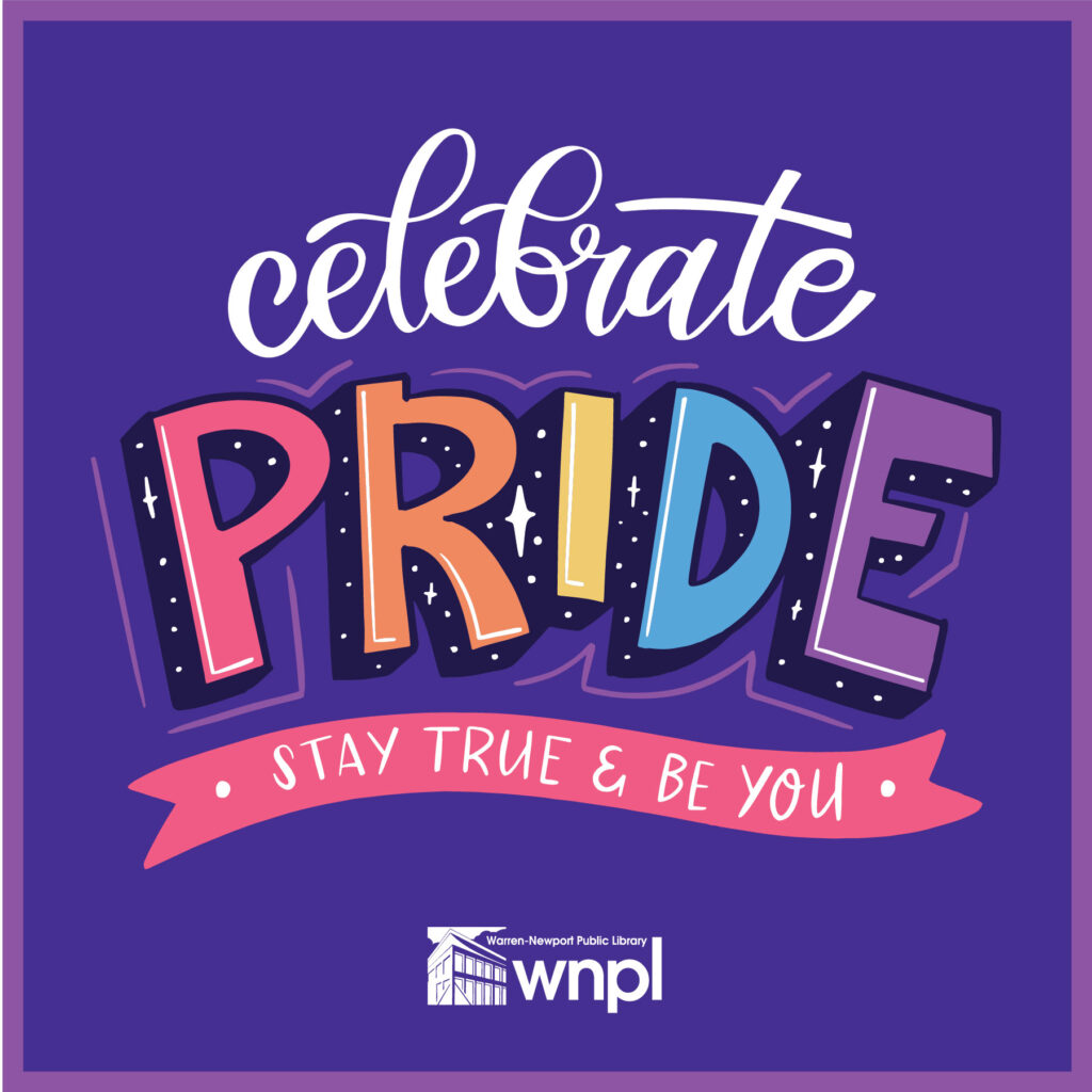 Text "Celebrate Pride" in the rainbow colors.