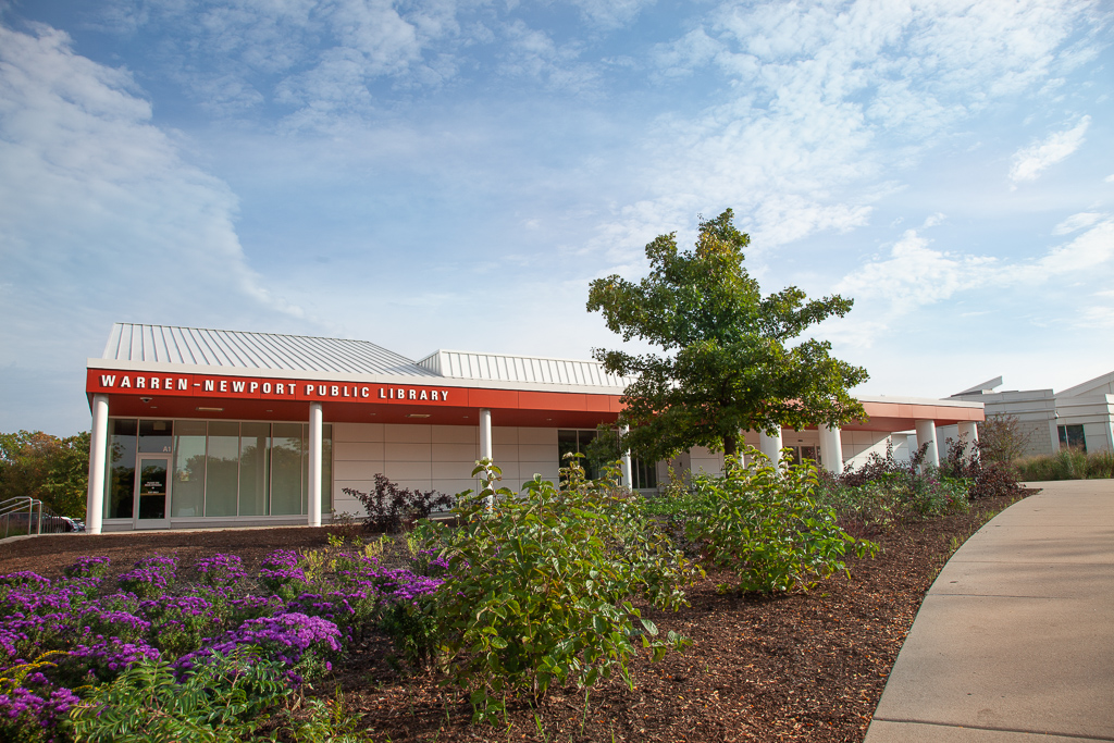 Exterior shot of the library during Summer
