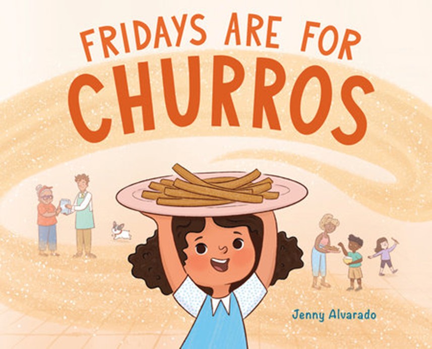 Young girl carrying a plate of churros.