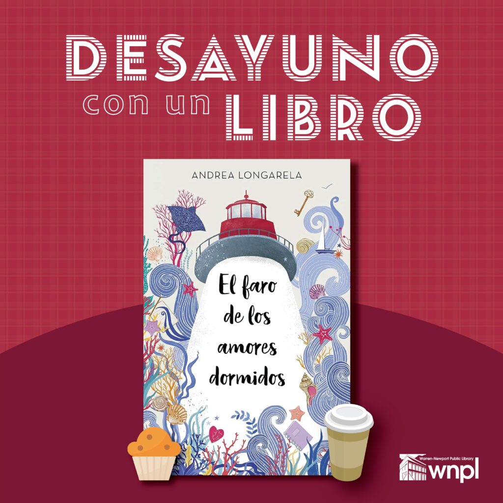 Book cover in front of deep red background with coffee cup.