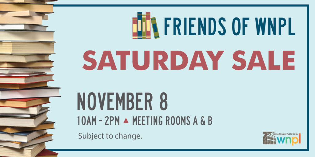 Saturday Sale with stack of books